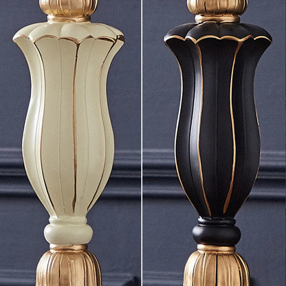 Country fabric table lamp in luxury hotel bedroom bedside setting