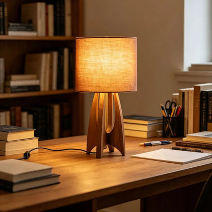 Nordic wood base close-up natural grain detail lamp base structure