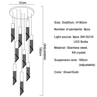 Five light crystal pendant chandelier suited to a bar or reception
