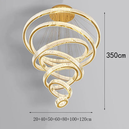Five ring crystal chandelier with rings from 7.9 to 31.5 in across