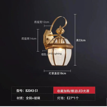 European Copper LED Outdoor Wall Sconce