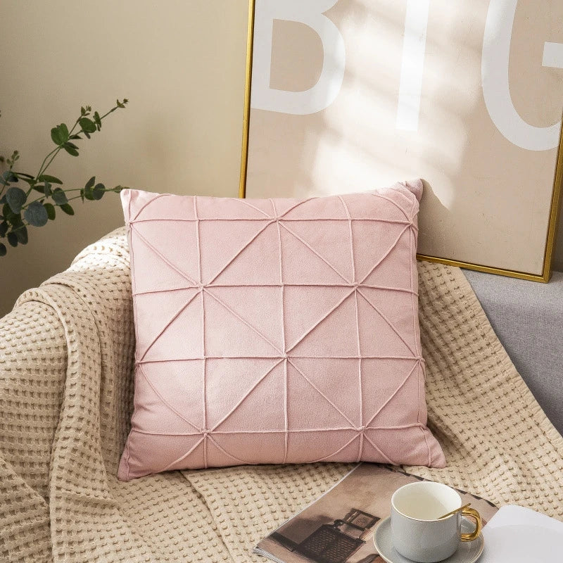 Checkered Velvet Throw Pillow Cover