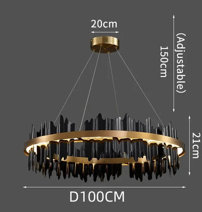 Gold round copper chandelier at 31.5 in diameter for a bedroom