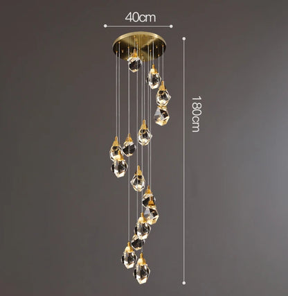Ten head crystal chandelier, 15.7 in across, with a 51.2 in drop