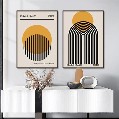 Bauhaus Abstract Geometric Mid-Century Canvas Wall Art