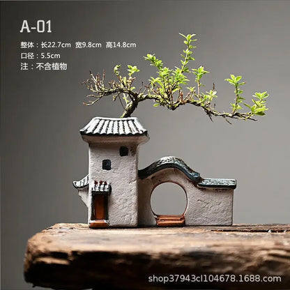 Huizhou ceramic flower pot courtyard aquascape ornament