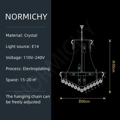 Three layer crystal chandelier at 39.4 in diameter in chrome