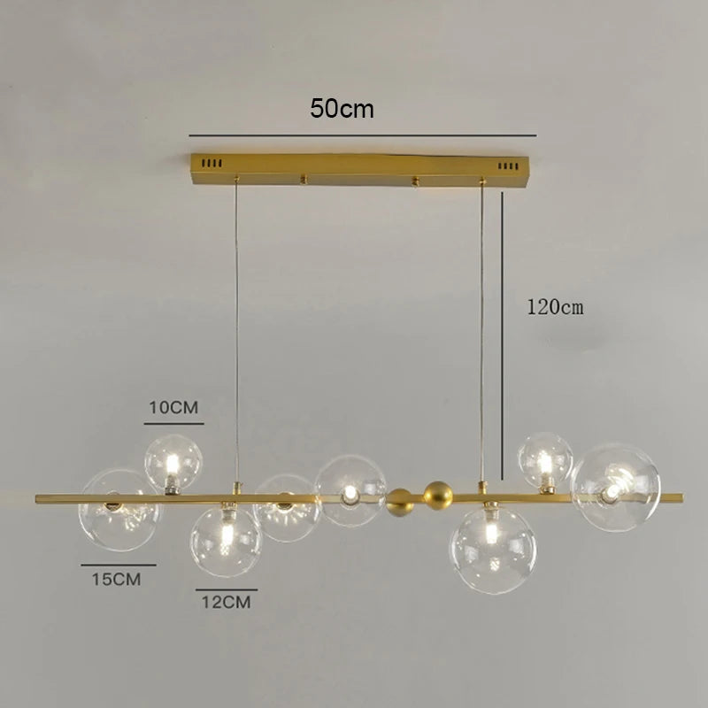 Black and transparent Nordic chandelier with glass and acrylic shade mix