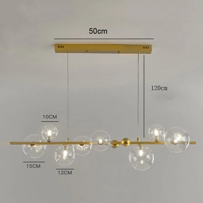 Black and transparent Nordic chandelier with glass and acrylic shade mix