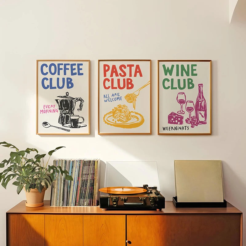 Trendy Kitchen Pizza Sushi Minimalist Canvas Wall Art