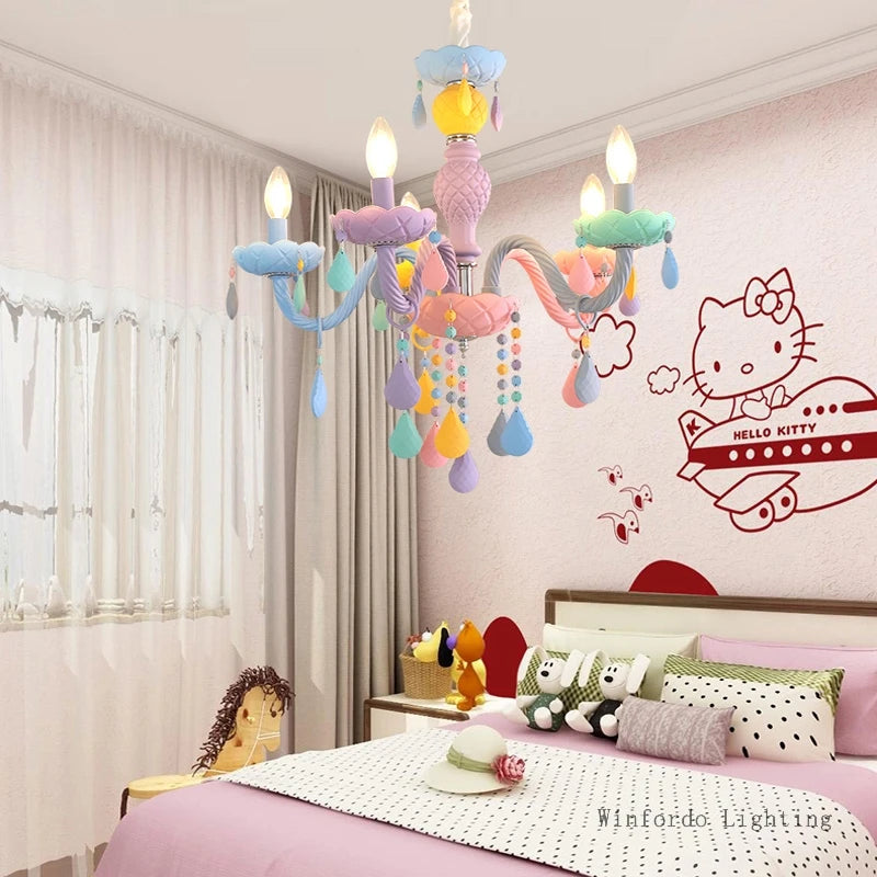 Five light macaron glass chandelier at 23.2 in (59 cm) diameter
