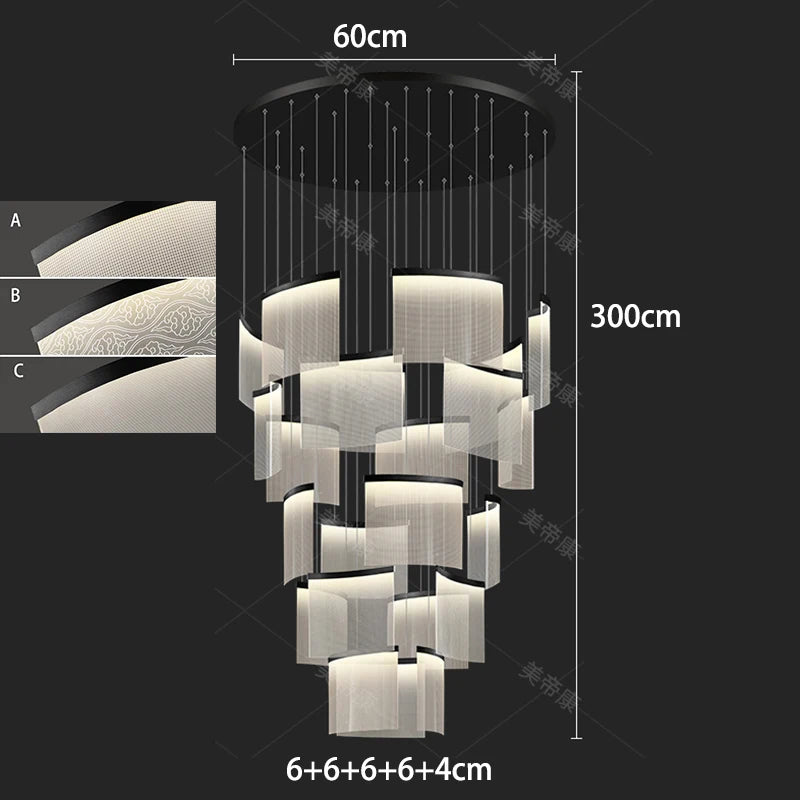 App and remote controlled acrylic chandelier, brightness dimmable