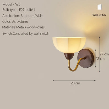 Neoclassical Wood Glass Wall Sconce