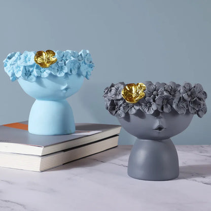 Nordic cute girl flower vase living room desktop décor