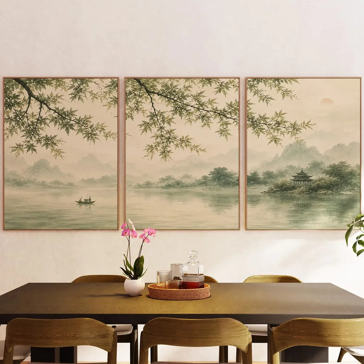 Japanese Landscape Triptych Asian Nature 3-Piece Canvas