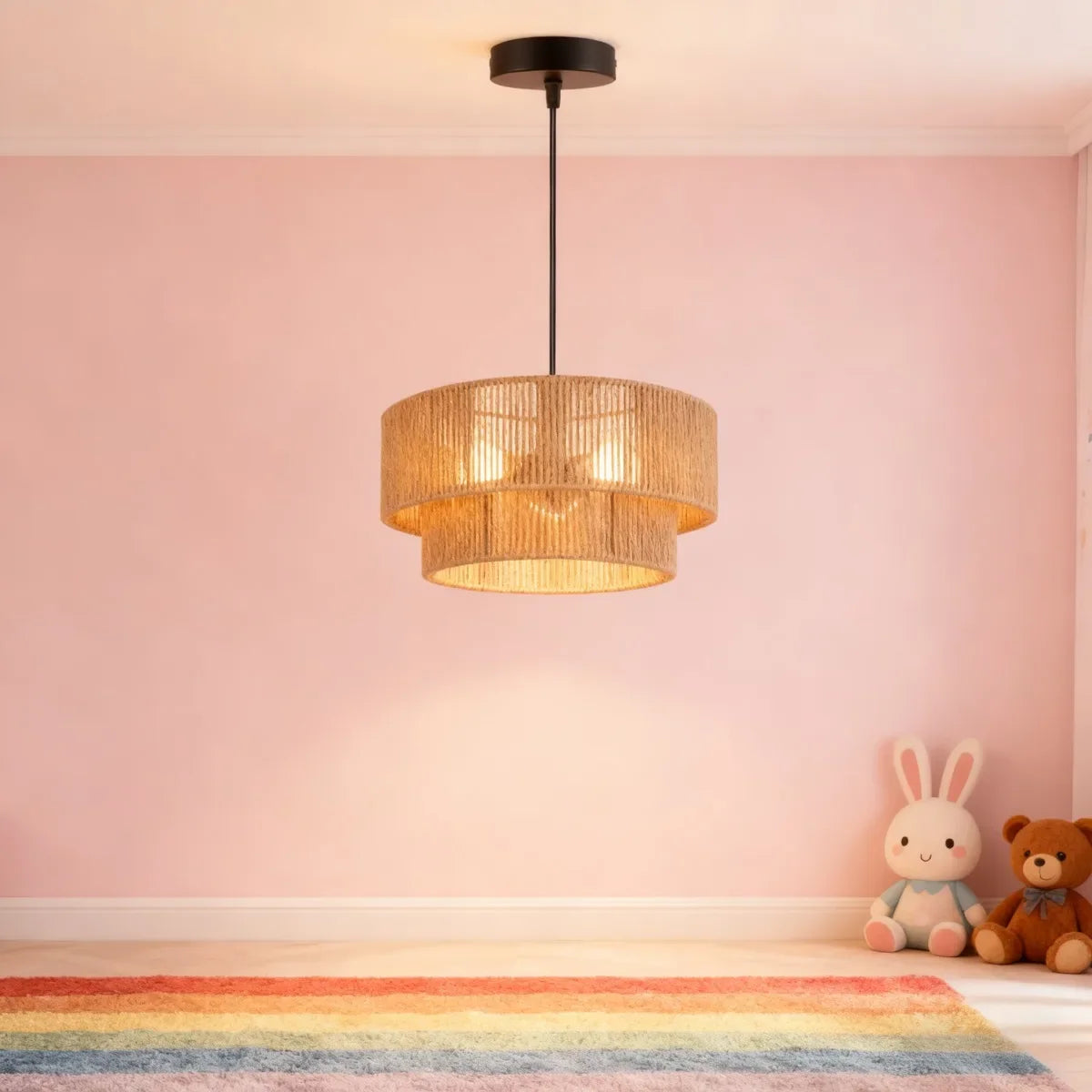 Hemp Rope Drum Shade Pendant