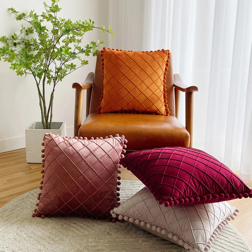 Christmas Red Corduroy Pillow Cover — styling detail