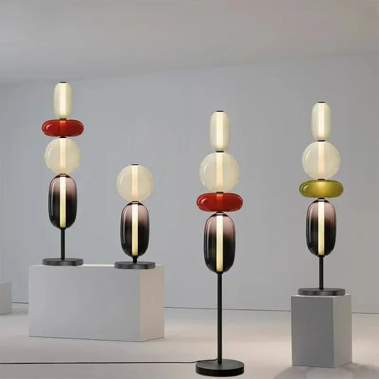 Italian coloured glass 2-head LED table lamp cold light front view