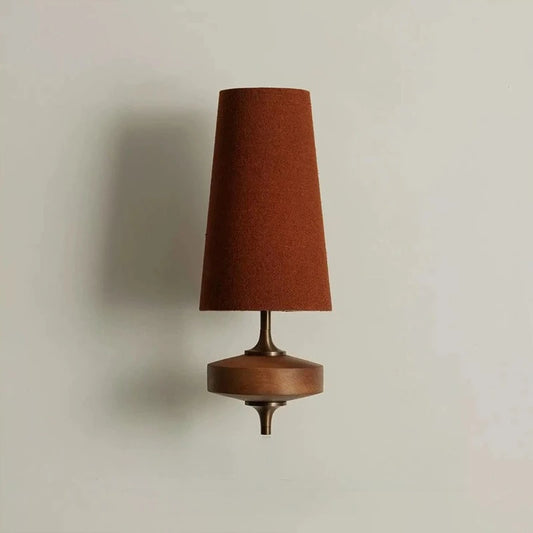 green fabric shade wall sconce, front view on white background