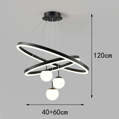 Six ring metal chandelier in black for a tall dining room ceiling