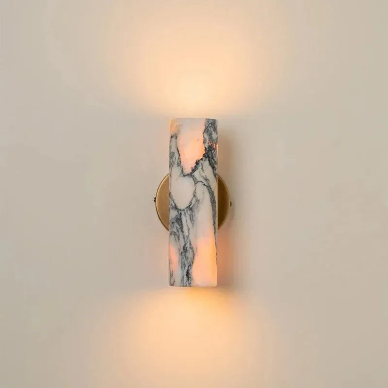 marble wall sconce, side profile showing mounting depth