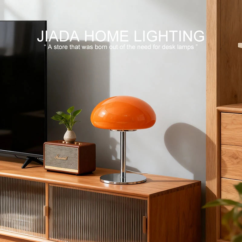 Cloud art table lamp orange variant warm glow bedroom bedside view