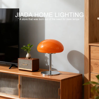 Cloud art table lamp orange variant warm glow bedroom bedside view