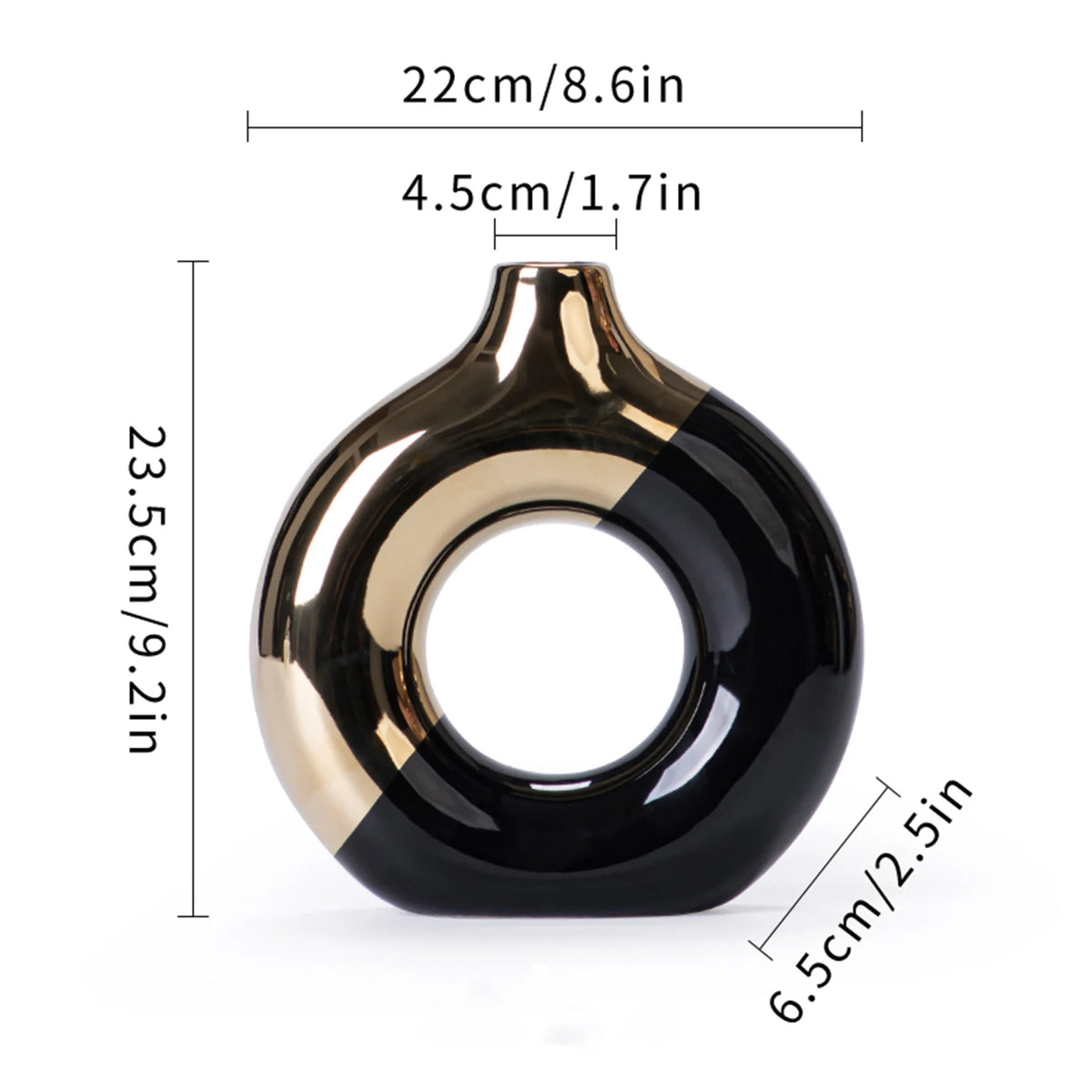 Nordic luxury ceramic flower vase gold for living room wedding