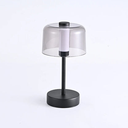 Transparent luxury table lamp switched on prismatic ambient glow