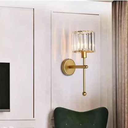 crystal plug-in wall sconce, detail view of fixture base and arm