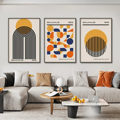 Bauhaus Abstract Geometric Mid-Century Canvas Wall Art
