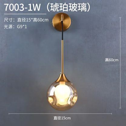 Modern Gold Glass Ball Wall Sconce