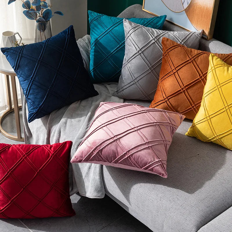 Geometric Velvet Throw Pillow Cover