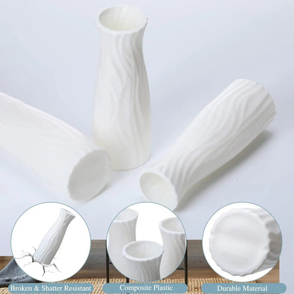 Set of twelve plastic bud vases wedding table arrangement