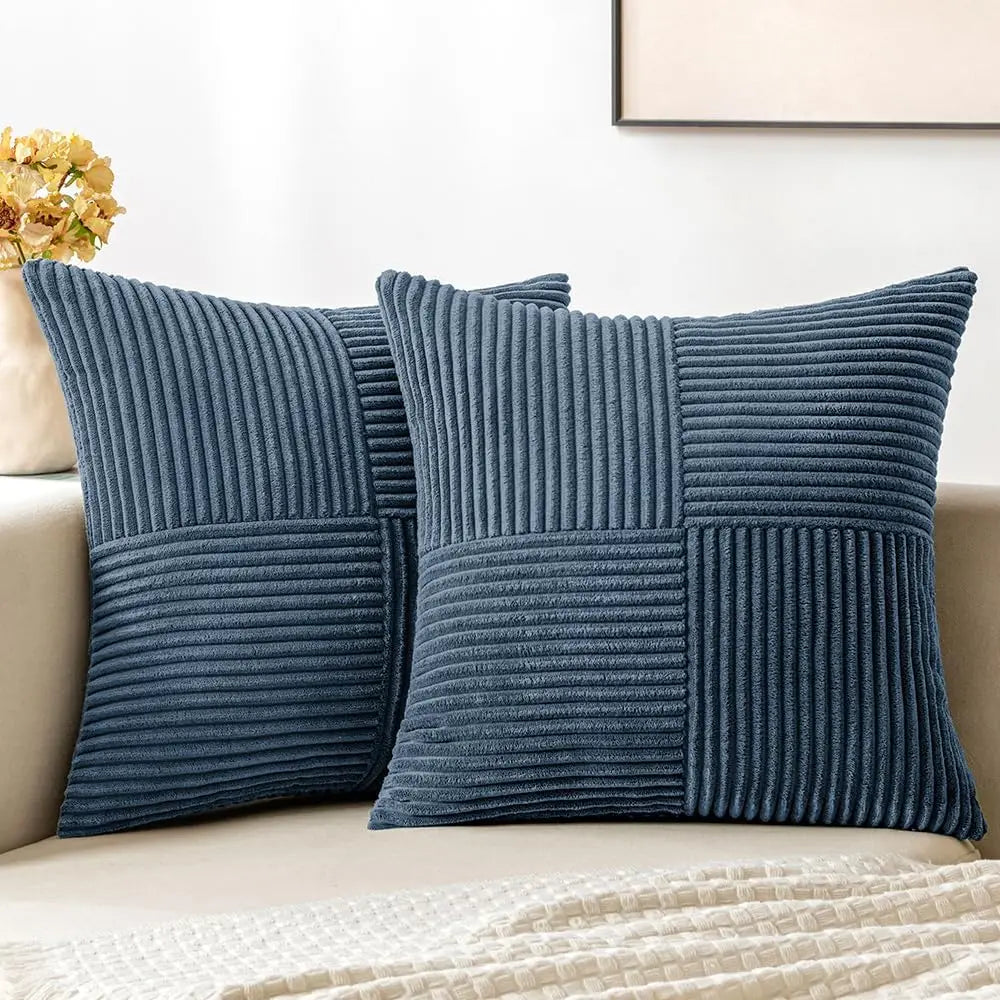 Striped Corduroy Throw Pillow Cover — styling detail