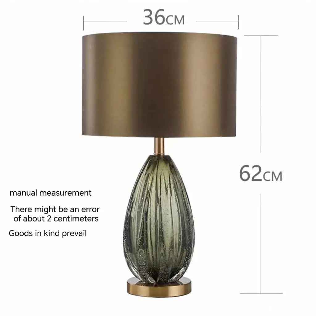 Glass LED table lamp two style variants A B displayed side by side