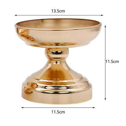Metal wedding vase stand angled view showing full height and gold finish