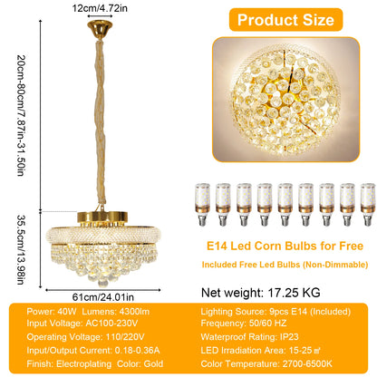 Neutral 4500K setting on a gold empire crystal chandelier