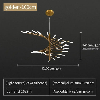Firework chandelier rated for 90 to 260V with included LED bulbs
