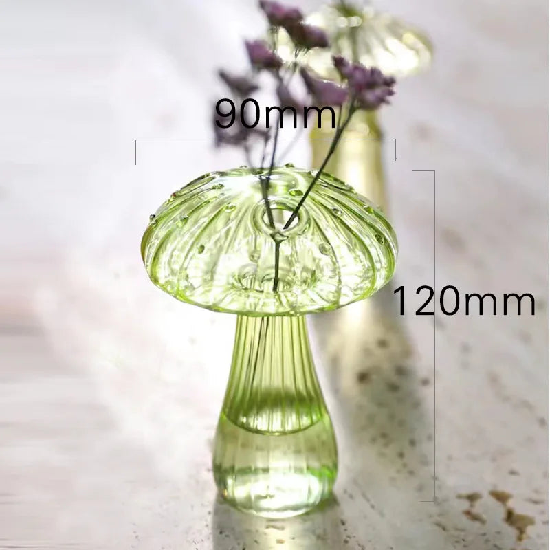 Style B crystal glass mushroom stem vase on Nordic home shelf
