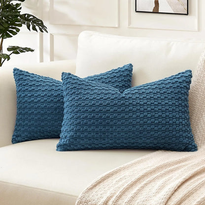 Rust Corduroy Lumbar Pillow Cover — styling detail