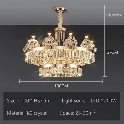 Four tier crystal chandelier stacked from 47.2 in down to 19.7 in