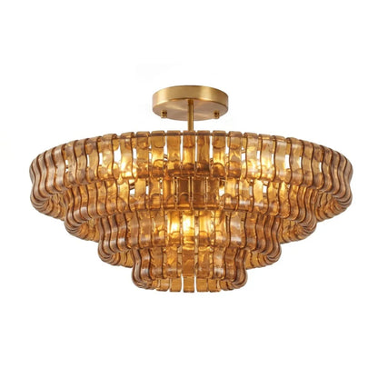 Clear glass chandelier with iron frame and customizable hanging height
