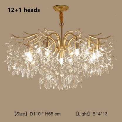 Black crystal chandelier with seven branching arms and crystal drops