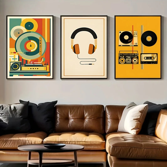 Vintage Music Vinyl Records Phonograph Canvas Wall Art