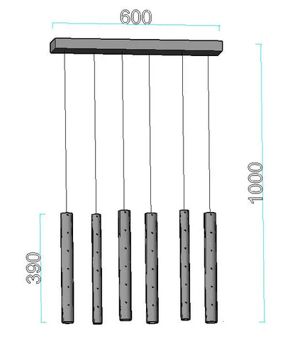 Forty two head linear tube chandelier for a hotel hall or office reception