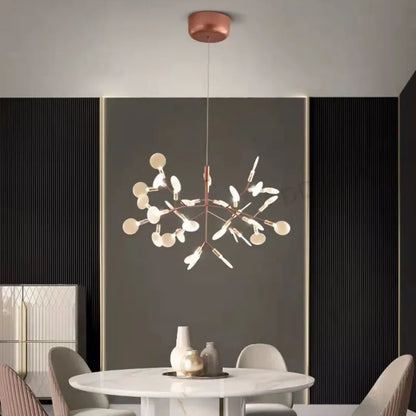 Linear firefly chandelier, 59.1 inches long with 108 heads, in sand gold