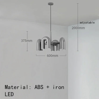 Two light orange U shaped chandelier with E27 LED bulbs included