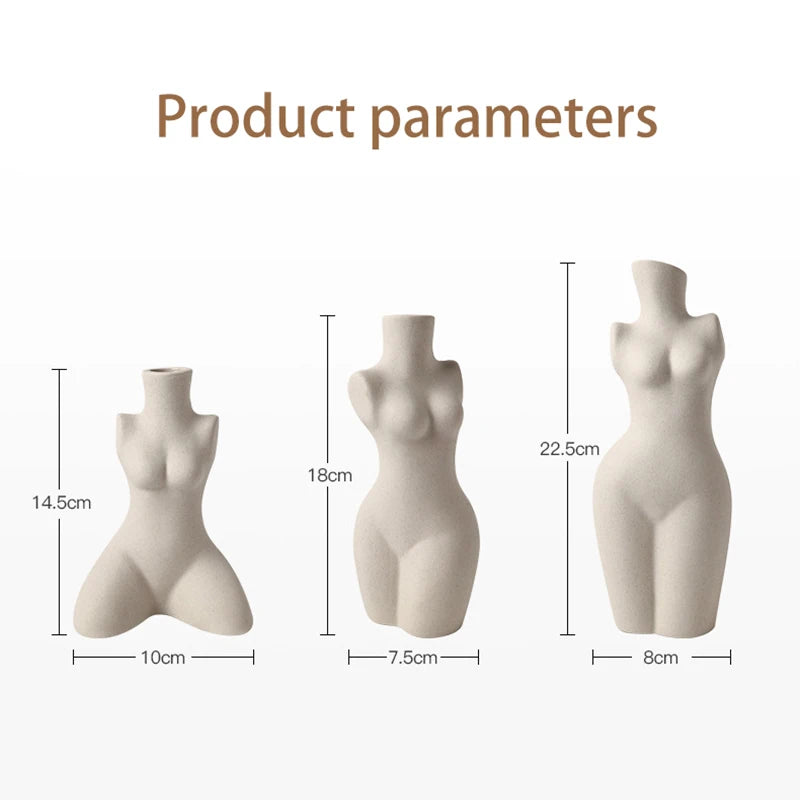 Human body sculpture ceramic art vase white primitive embryo form