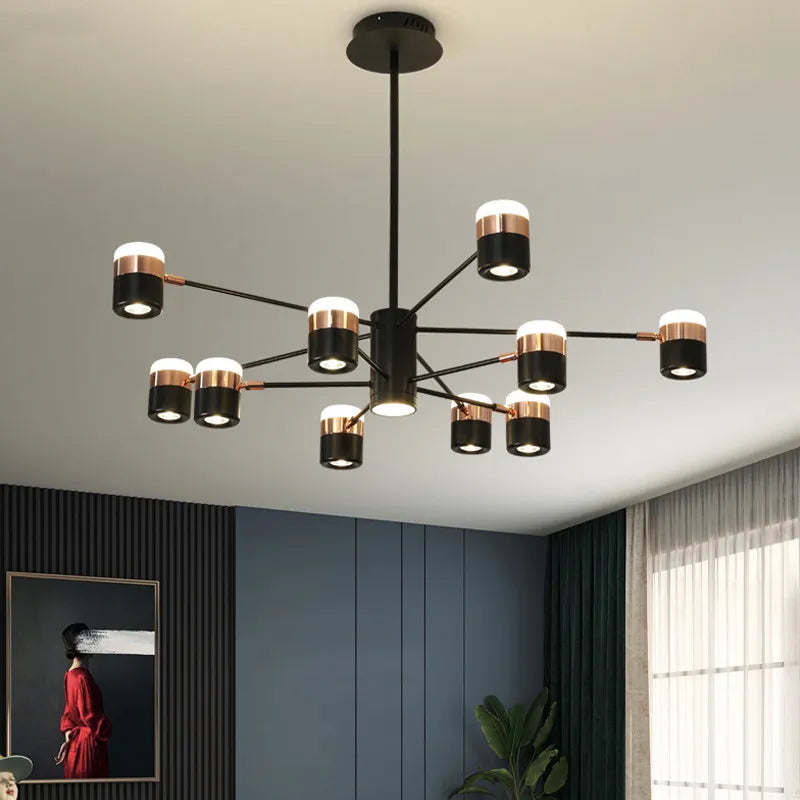 Plated aluminum spotlight chandelier with a single 7.1 in head